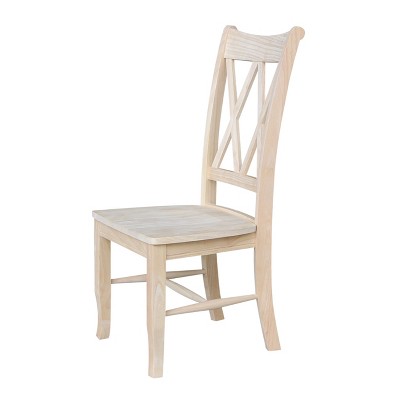 Elegant White Solid Wood High Cross-Back Side Chair, Set of 2