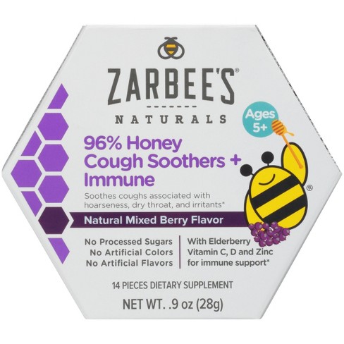 Zarbee's Naturals 96% Honey Cough Soother + Immune Support Lozenges - Mixed Berry - 14ct - image 1 of 4