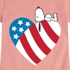 Girls' - Peanuts - Snoopy On Flag Heart Fitted Short Sleeve Graphic T-Shirt - 2 of 4