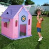 Kids Cottage Playhouse with Magnetic Dartboard, Basketball Hoop, Ring Toss & Soccer Goal – Indoor & Outdoor Playhouse - 4 of 4