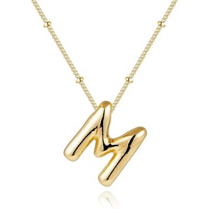 Chunky Balloon Initial Necklace 14K Gold Plated Non Tarnish Mom Gift Gold-M - 1 of 4