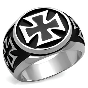 Slickblue Stainless Steel Men's Iron Cross Ring, High Polished, Religious Biker Jewelry, Sizes 8-13 - 1 of 4