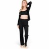 Anna-Kaci Women's Ribbed Knit Lounge Set with Open Front Cardigan, Bralette, and Wide-Leg Pants- Black,Small - 4 of 4