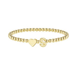 Turandoss Gold Initial Bracelets for Women Girls - Dainty Beaded Heart Bracelet for Kids, Letter Charm Bracelet for Girls, Christmas Jewelry Gifts - 1 of 4