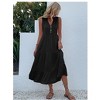 Coolmee Summer Casual Midi Dresses for Women Sleeveless V-Neck Button Front Swing Tank Sundress - 4 of 4
