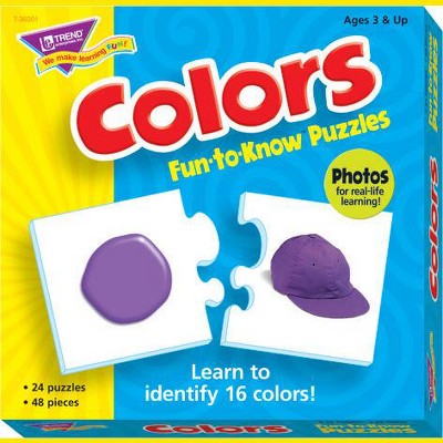 Trend Enterprises Colors 2-Piece Puzzles, 16 Assorted Colors, set of 24
