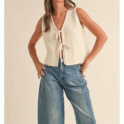 Women's Tie Front Knitted Vest - MIOU MUSE