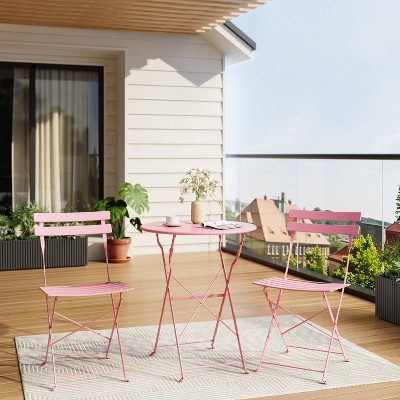 Whizmax Indoor/Outdoor 3-Piece Bistro Set Folding Table and Chairs Patio Seating