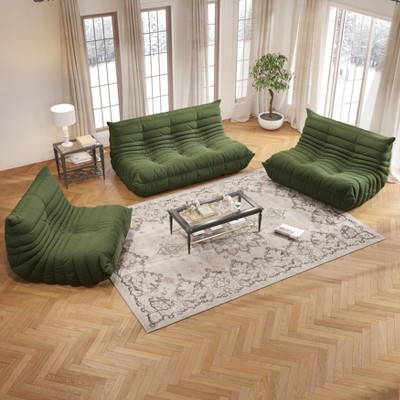 SYFERLORY Soft Beanbag Chair Set of 3£¬Fireside Bean Bag Lounger Memory Foam Chair For Home, Apartment Or Gaming Venue£¬Green