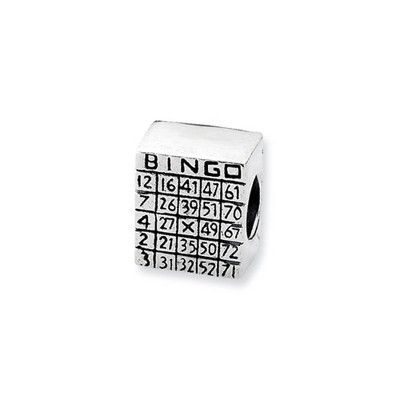 Black Bow Jewelry Sterling Silver Bingo Card Bead Charm
