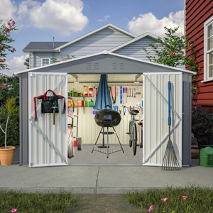 10' x 8' Metal Outdoor Storage Shed, All-Weather Yard Tool Shed with Lockable Doors for Patio, Garden or Backyard – Cuddlewood - 1 of 4