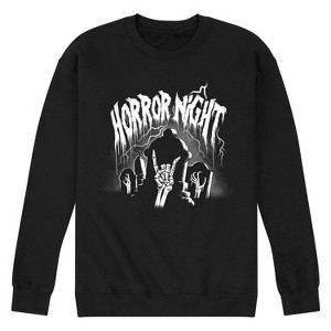 Men's Instant Message Horror Night Graphic Fleece Sweatshirt - Black - Medium - 1 of 4