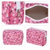 Unique Bargains Portable Flower Cosmetic Bag Deep Pink 1 Pc - 3 of 3
