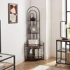 Arched Metal Corner Console Bookshelf,Plant Stand with Wood Shelves,Freestanding 4-Tier Small Spaces Storage Display Shelf-Baofuwish - 2 of 4