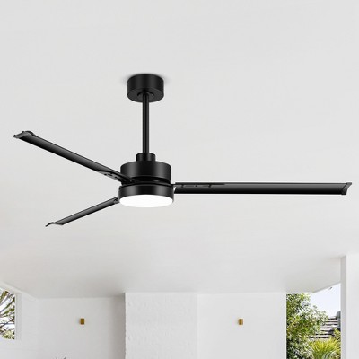 Airsurfer 65 inch Large Matte Black Indoor/Covered Outdoor Ceiling Fan with Light and Remote
