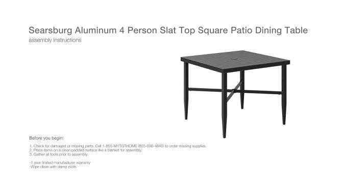 Searsburg Aluminum 4 Person Slat Top Square Patio Dining Table, Outdoor Furniture - Threshold&#8482;, 2 of 7, play video