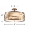 Franklin Iron Works Marlowe 18" Modern Industrial Semi Flush-Mount Ceiling Light Fixture Kitchen Foyer Hallway Drum Round Brown Bronze Finish Metal - 4 of 4