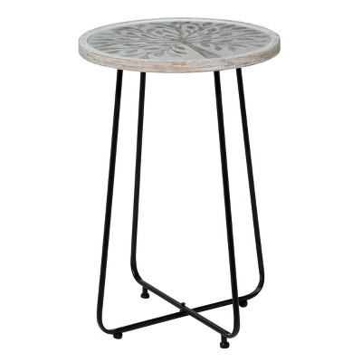 Contemporary Whitewashed Metal Accent Table Black - Olivia & May