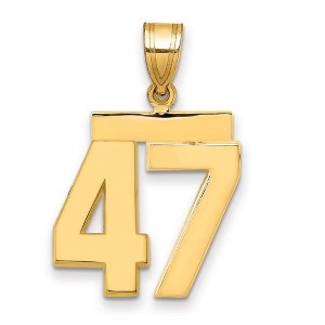Black Bow Jewelry 14k Yellow Gold, Athletic Collection Medium Polished Number 47 Pendant - 1 of 3