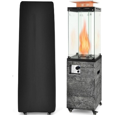 Tangkula 41,000 BTU Propane Patio Heater Glass Tube Standing Gas Heater w/ Cover Wheels