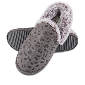 Jessica Simpson Women's Leopard Embossed Slip-On Plush Slipper - 1 of 4