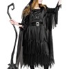 Joyfy Classic Kids Witch Costume, Toddler Gothic Sorceress Black Witch Dress with Broom and Hat for Girls Halloween Themed Parties - 4 of 4