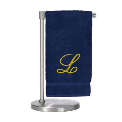 BC BARE COTTON Monogrammed Bath Towel, Personalized Gift, 27 x 54 inches - Set of 1 - Navy - Gold Script
