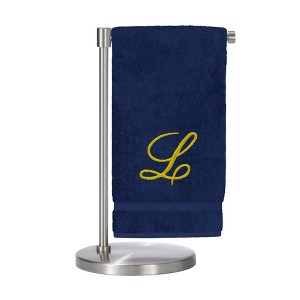 BC BARE COTTON Monogrammed Bath Towel, Personalized Gift, 27 x 54 inches - Set of 1 - Navy - Gold Script - 1 of 4