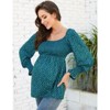 Coolmee Women's Maternity Shirts  Puff Long Sleeve Shirt Square Neck Casual Smocked Tunic Tops Spring Fall Clothes - 4 of 4