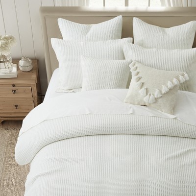 Cream Cotton Waffle Twin/Twin XL Duvet Cover Set