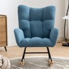 Aukfa Soft Teddy Fabric Rocking Chair w/Pocket - Ergonomic Nursery Glider, Solid Wood Base, 261LB Capacity for Living Room & Bedroom - 3 of 4
