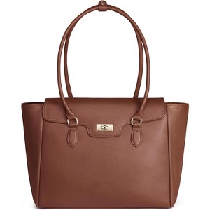 Laptop Bag for Women Soft Leather Work Bag, Office Shoulder Tote Purse with Flap Design - 1 of 4