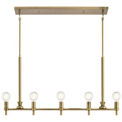 Torvee 42" Brushed Natural Brass 5-Light Linear Chandelier