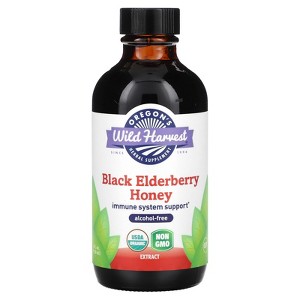 Oregon's Wild Harvest Black Elderberry Honey Extract, Alcohol Free, 1,400 mg, 4 fl oz (118 ml) - 1 of 2