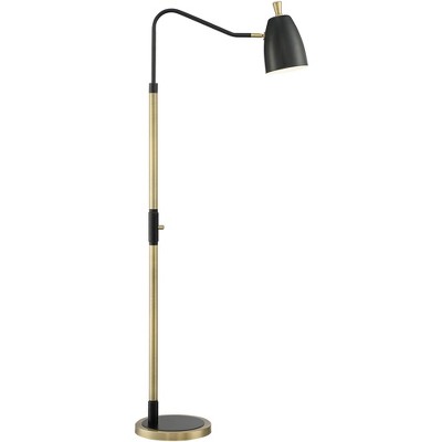 Possini Euro Design Modern Pharmacy Floor Lamp Adjustable Black Gold Metal for Living Room Reading House Bedroom Home Office