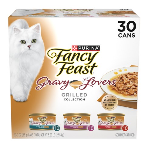 Purina Fancy Feast Gravy Lovers Variety Pack Chicken Turkey Beef Flavor Wet Cat Food Cans 3oz 30ct Target