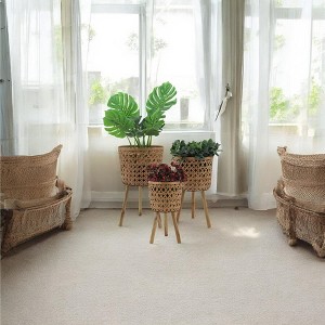 Set of 3 Wooden Planters with Stands - Handcrafted Woven Basket Design, Rustic Boho Style for Indoor & Outdoor Home Garden Decor - 26" 22" & 19" Brown - 1 of 4