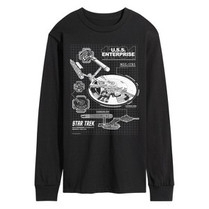 Men's - Star Trek - Enterprise Diagram Long Sleeve Graphic T-Shirt - 1 of 4