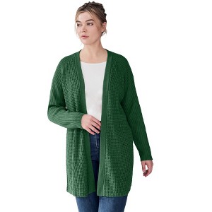 ellos Open Front Waffle Cardigan - 1 of 4