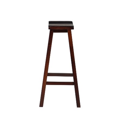 Transitional 29" Saddle Seat Dark Brown Wooden Stool