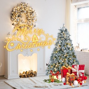 SKRAN 4FT Flocked Christmas Tree Snowy Artificial Tree With Pine Needles & Eucalyptus Leaves, Hinged Branches, Metal Stand For Holiday Decor - 1 of 4