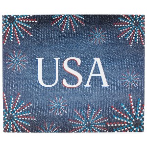 Elanze Designs USA Blue Denim Look with Fireworks 8 x 10 Wood Framed Wall Sign - 1 of 4