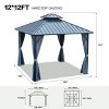 12x16 Ft Hardtop Gazebo with Double Roof, Aluminum Frame, Curtains & Netting, Drainage System, Wind-Resistant Design-Coolbibila - 4 of 4