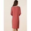 cheibear Women's Button Down V Neck Long Sleeve Pajama Nightshirt Dress - 3 of 4