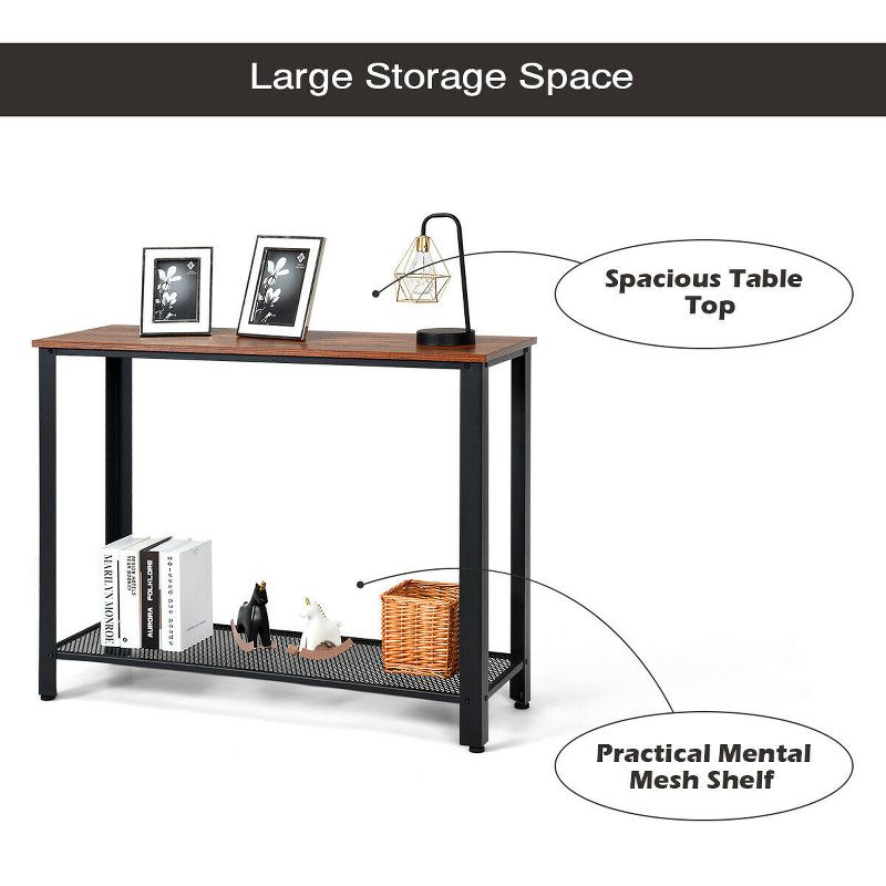 Costway Console Sofa Table W/ Storage Shelf Metal Frame Wood Look Entryway Table SilverBlack, 5 of 11