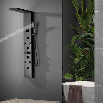 Matte Black 59'' Multi-Function Shower Panel System