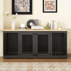 Famapy Indoor Furniture Kennel with Removable Partition Bottom Tray for 2 Dogs - 1 of 4