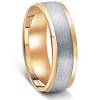 Pompeii3 7mm Mens 10k White and Yellow Gold Two Tone Brushed Flat Edge Wedding Band - 2 of 4