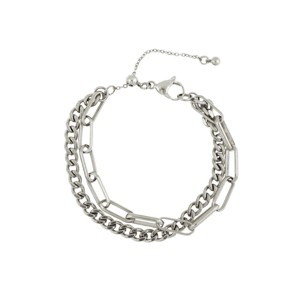 Slate by Rebl Double-Layer Cuban Chain Bracelet  Stainless Steel with Paperclip & Cuban Chains - 1 of 1