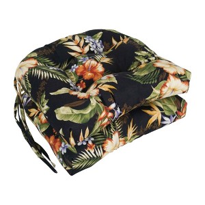 Blazing Needles, 16-inch Spun Polyester Patterned Outdoor U-shaped Tufted Chair Cushions (Set of 2) - 1 of 2